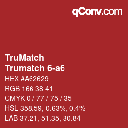 Color code: TruMatch - Trumatch 6-a6 | qconv.com