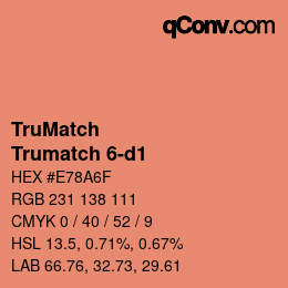 Code couleur: TruMatch - Trumatch 6-d1 | qconv.com