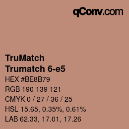 Code couleur: TruMatch - Trumatch 6-e5 | qconv.com