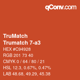 Code couleur: TruMatch - Trumatch 7-a3 | qconv.com