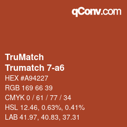 Color code: TruMatch - Trumatch 7-a6 | qconv.com