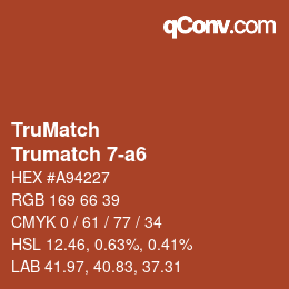 Code couleur: TruMatch - Trumatch 7-a6 | qconv.com