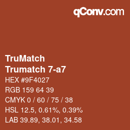 Code couleur: TruMatch - Trumatch 7-a7 | qconv.com