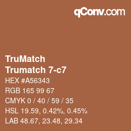 Code couleur: TruMatch - Trumatch 7-c7 | qconv.com