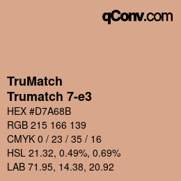 Code couleur: TruMatch - Trumatch 7-e3 | qconv.com