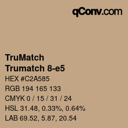 Color code: TruMatch - Trumatch 8-e5 | qconv.com