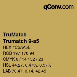 Code couleur: TruMatch - Trumatch 9-a5 | qconv.com