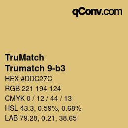 Code couleur: TruMatch - Trumatch 9-b3 | qconv.com