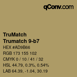 Code couleur: TruMatch - Trumatch 9-b7 | qconv.com
