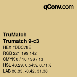Code couleur: TruMatch - Trumatch 9-c3 | qconv.com