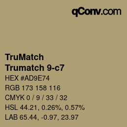 Code couleur: TruMatch - Trumatch 9-c7 | qconv.com