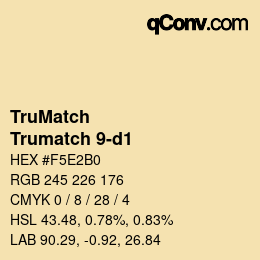 Color code: TruMatch - Trumatch 9-d1 | qconv.com