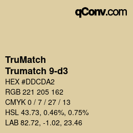 Color code: TruMatch - Trumatch 9-d3 | qconv.com