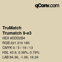 Code couleur: TruMatch - Trumatch 9-e3 | qconv.com