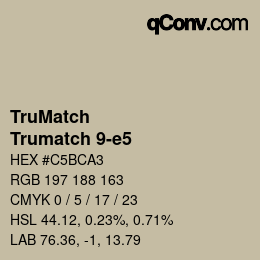 Code couleur: TruMatch - Trumatch 9-e5 | qconv.com