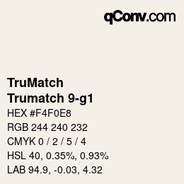 Color code: TruMatch - Trumatch 9-g1 | qconv.com