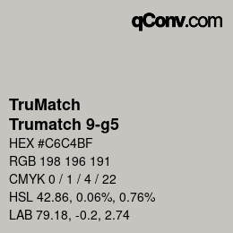 Color code: TruMatch - Trumatch 9-g5 | qconv.com