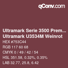 カラーコード: Ultramark Serie 3500 Premium - Ultramark U3534M Weinrot | qconv.com