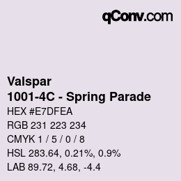 Farbcode: Valspar - 1001-4C - Spring Parade | qconv.com