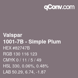 Farbcode: Valspar - 1001-7B - Simple Plum | qconv.com