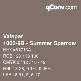 カラーコード: Valspar - 1002-9B - Summer Sparrow | qconv.com