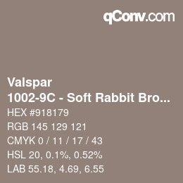 カラーコード: Valspar - 1002-9C - Soft Rabbit Brown | qconv.com