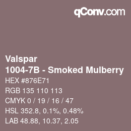 カラーコード: Valspar - 1004-7B - Smoked Mulberry | qconv.com