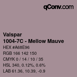 カラーコード: Valspar - 1004-7C - Mellow Mauve | qconv.com