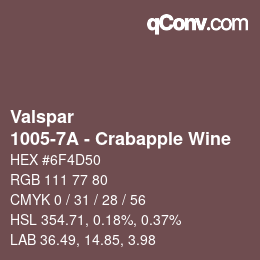 カラーコード: Valspar - 1005-7A - Crabapple Wine | qconv.com