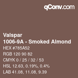 カラーコード: Valspar - 1006-9A - Smoked Almond | qconv.com