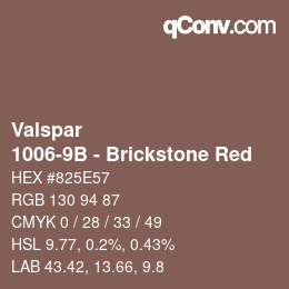 カラーコード: Valspar - 1006-9B - Brickstone Red | qconv.com