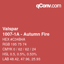 カラーコード: Valspar - 1007-1A - Autumn Fire | qconv.com