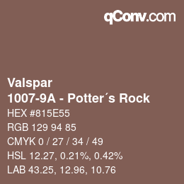Color code: Valspar - 1007-9A - Potter´s Rock | qconv.com