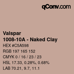 カラーコード: Valspar - 1008-10A - Naked Clay | qconv.com
