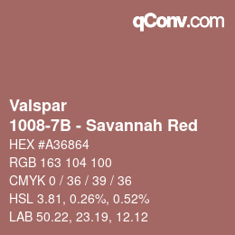 Color code: Valspar - 1008-7B - Savannah Red | qconv.com