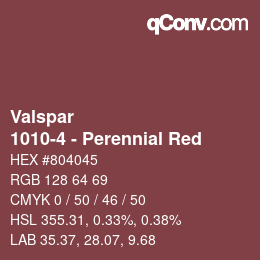 Color code: Valspar - 1010-4 - Perennial Red | qconv.com