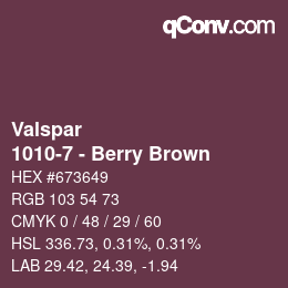 Color code: Valspar - 1010-7 - Berry Brown | qconv.com