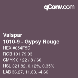 Código de color: Valspar - 1010-9 - Gypsy Rouge | qconv.com