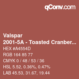 カラーコード: Valspar - 2001-5A - Toasted Cranberry | qconv.com