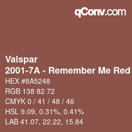 カラーコード: Valspar - 2001-7A - Remember Me Red | qconv.com