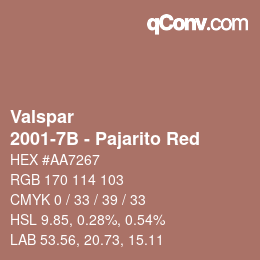 Color code: Valspar - 2001-7B - Pajarito Red | qconv.com