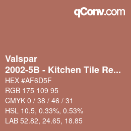 カラーコード: Valspar - 2002-5B - Kitchen Tile Red | qconv.com