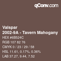 カラーコード: Valspar - 2002-9A - Tavern Mahogany | qconv.com