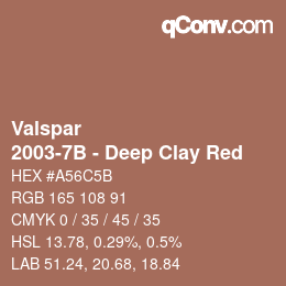 Color code: Valspar - 2003-7B - Deep Clay Red | qconv.com