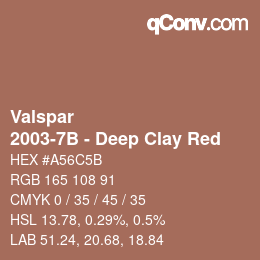 Code couleur: Valspar - 2003-7B - Deep Clay Red | qconv.com