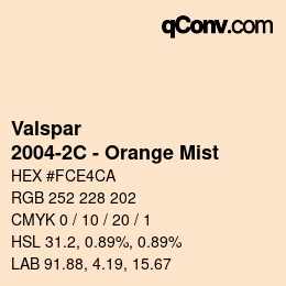 カラーコード: Valspar - 2004-2C - Orange Mist | qconv.com