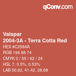 カラーコード: Valspar - 2004-3A - Terra Cotta Red | qconv.com