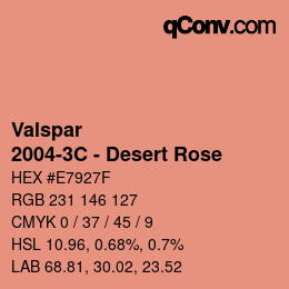 カラーコード: Valspar - 2004-3C - Desert Rose | qconv.com