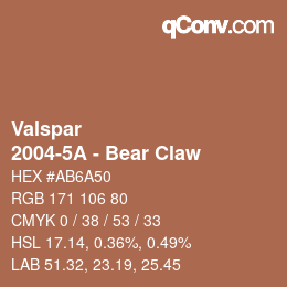 カラーコード: Valspar - 2004-5A - Bear Claw | qconv.com