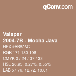 颜色代码: Valspar - 2004-7B - Mocha Java | qconv.com